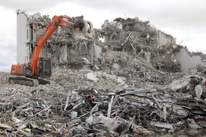 Demolition of the earthquake damaged Water's Edge Apartments on Tidal View Road.