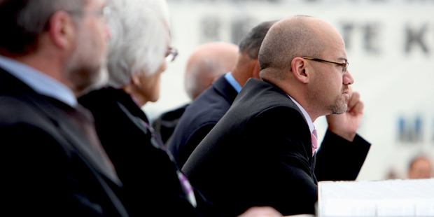 Tribunal presiding officer Judge Craig Coxhead listens to a submission. Photo / John Stone