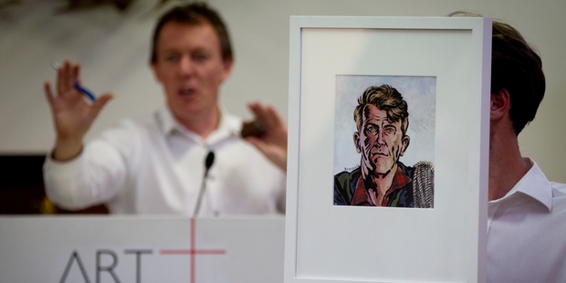 The winner of the Hillary portrait, which sold for $5600, says he will just "look at it and enjoy it". Photo / Sarah Ivey