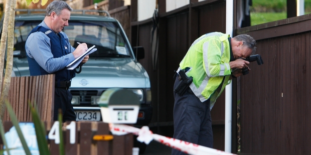 Police in Onerahi, where gun shots were allegedly fired. Photo/File.