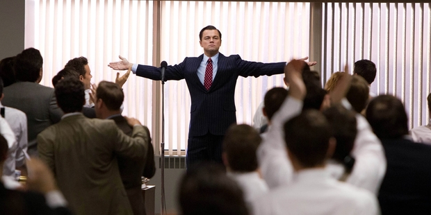 Leonardo DiCaprio in the Wolf of Wall Street.