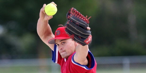 Dodgers pitcher Jovaan Hanley took 13 strikeouts in in his team's 6-5 semifinal win against Saints on Saturday. Photo/Duncan Brown