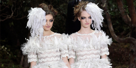 Karl Lagerfeld's haute couture brides. Photo / AP
