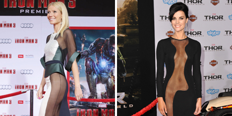 Gwyneth Paltrow and Jaimie Alexander's daring dresses. Photo / AP