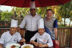 Grant Allen and the hotel chefs in Bali. Photo / Grant Allen