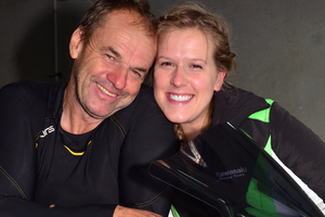 Australian father and daughter Phil and Sophie Lovett (Kawasaki), enjoying their first road-racing experience in New Zealand this season. Photo by Andy McGechan, BikesportNZ.com
