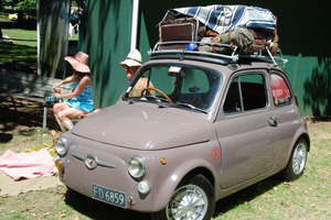 The Fiat 500 Nuova Bambina at the Ellerslie Concours last February, its roof rack laden.