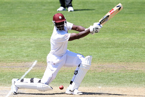 Darren Sammy in action for the West Indies bats during day three of the first test match against New Zealand. Photo / AP