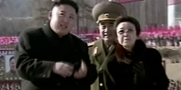 Feb 2013 image made from video, North Korean leader Kim Jong Un, left, with his aunt Kim Kyong Hui, right. Photo / AP