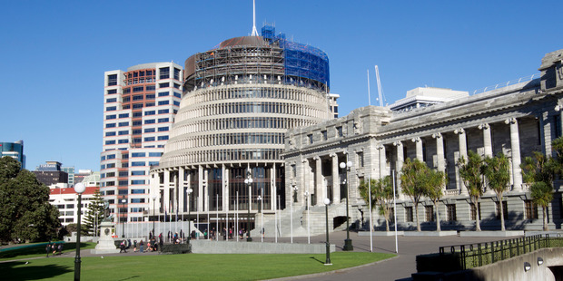 Bowen House, the Beehive and Parliament House, Wellington. Photograph / Mark Mitchell