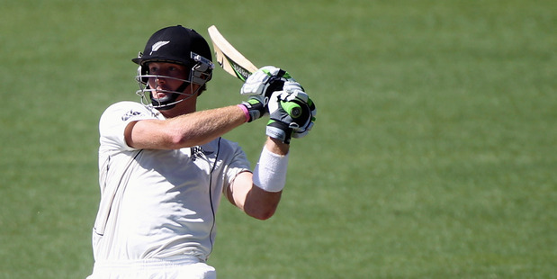 First innings centurion Martin Guptill was dismissed for five in the eighth over and, when Gareth Hopkins departed shortly after tea, Auckland were in serious trouble. Photo / Paul Taylor