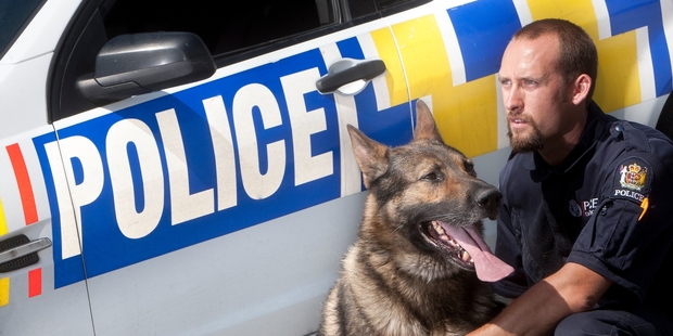 Rotorua's newest dog handler, Constable Luke Layland, with the section's oldest dog, Tye. Photo/Ben Fraser