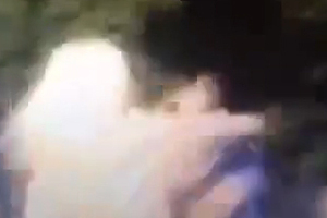 The punch thrown by the attacker.