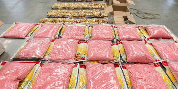 More than 260 kg of drugs used to cook methamphetamine were found hidden in a shipping container at the Ports of Auckland yesterday from intelligence gained from Operation Ghost. Photo / supplied