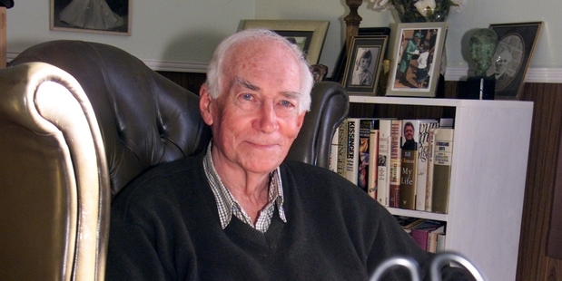 Veteran journalist Derek Round at his former Greytown home in 2005. Photo/File