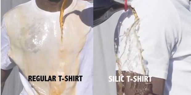 A regular t-shirt feels the same as the new silic invention which can repel all sorts of stains.
Photo / Kickstarter