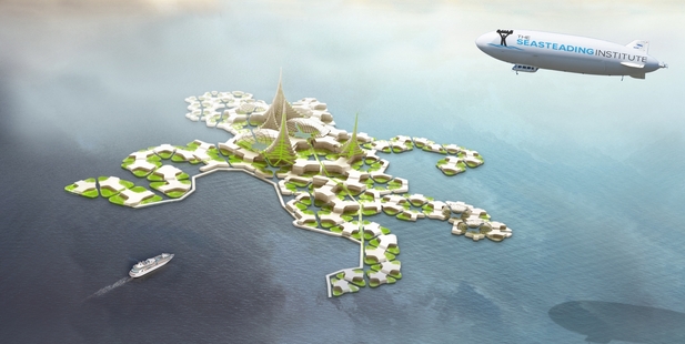 Designers envisage a series of interlocking "hollow box'' square and pentagonal platforms, allowing each seasteading city to grow organically.