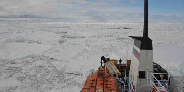 The Akademik Shokalskiy is trapped in pack ice 3,000km southwest of Bluff.