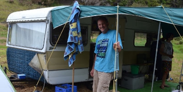 David Shearer would like to build on his bush block, but for now his holiday HQ is a 1976 caravan.
