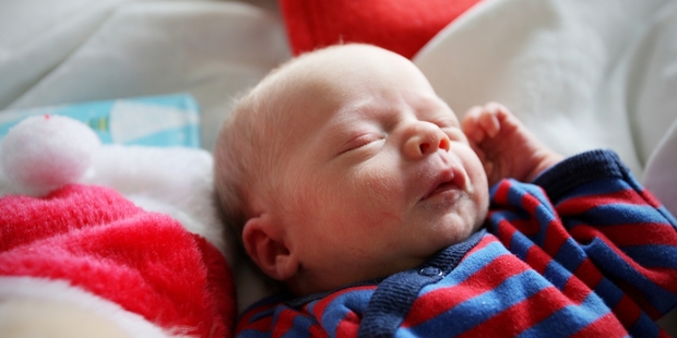 EAGER: Tauranga's first Christmas baby was born at 1.59pm at the Maternity Ward in Tauranga Hospital on Christmas Day. PHOTO/RUTH KEBER