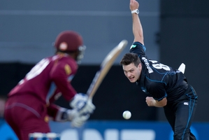 Mitchell McClenaghan captured five wickets at Eden Park yesterday. Photo / Greg Bowker
