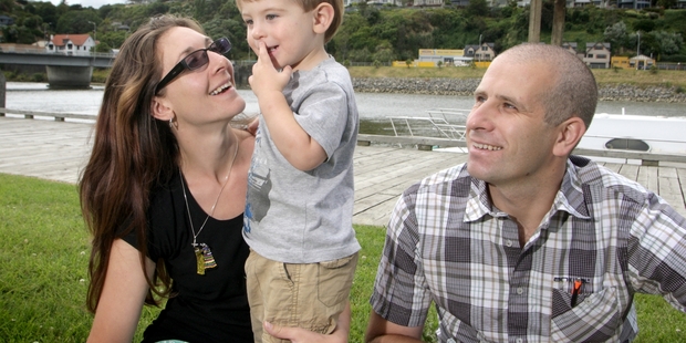 Fire and theft victims Tasha and Sean Shemwell, with son Archie, have been touched by the support they have had from the Wanganui public. Photo/Bevan Conley