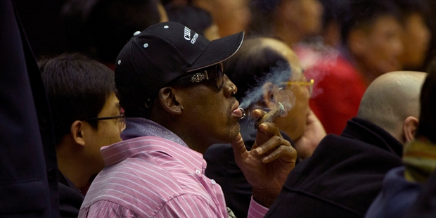 Former NBA basketball star Dennis Rodman says he is in North Korea to "have fun''. Photo / AP