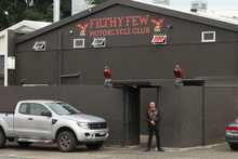Police raided the headquarters of the Filthy Few Motorcycle Club in Tauranga following a home invasion. Photo / Alan Gibson