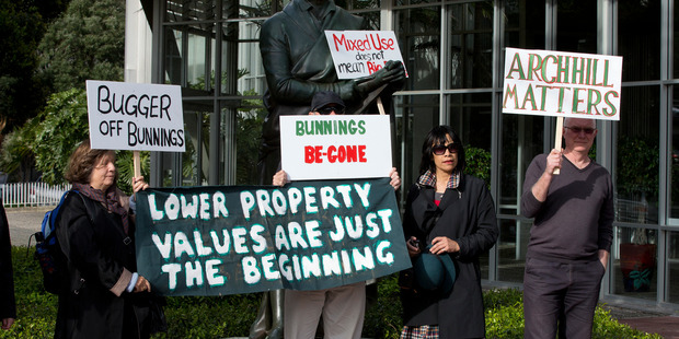 The scheme is planned for a site three blocks away from the controversial new Bunnings DIY store. The Arch Hill Residents Society is going to court next year to challenge that consent. Photo / Brett Phibbs