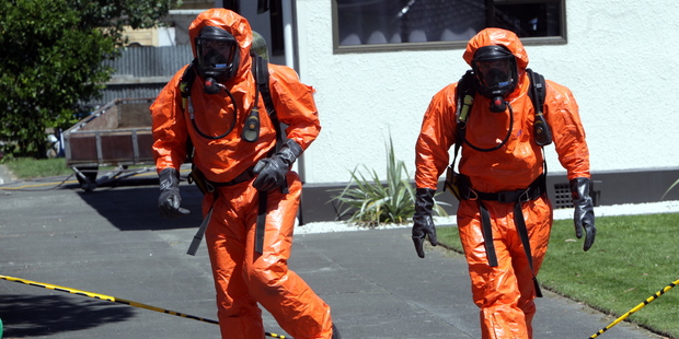 Firefighters who worked at the scene of the chemical spill were required to shower and scrub down afterwards. Photo/Paul Taylor.