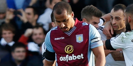 Aston Villa's jerseys carry the logo of a betting company. Photo / AP