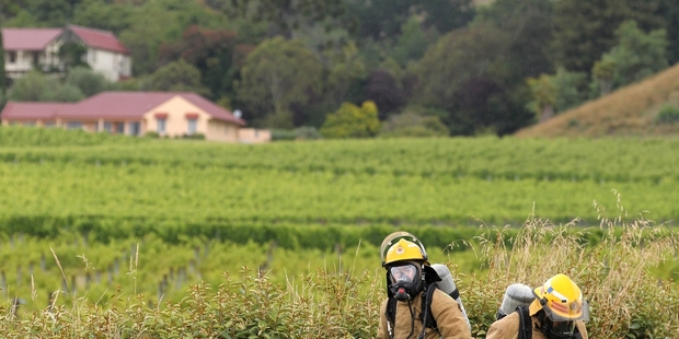 CAUTIOUS: Hastings District Council emergency staff and the fire service responded to a suspected hazardous substances call out in Havelock North on Christmas Eve. PHOTO/ DUNCAN BROWN