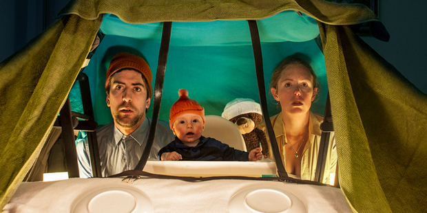 Leon, Lilley and baby Orson recreate a scene from the Life Aquatic.
Photo / www.cardboardboxoffice.com
