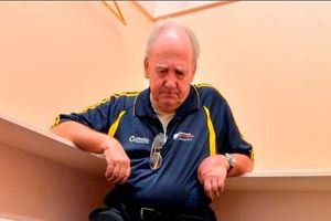 Dunedin Masonic Hall Company Ltd board of directors chairman Brian Hastie examines a pilfered medal board inside the Masonic Centre in Manor Pl yesterday.