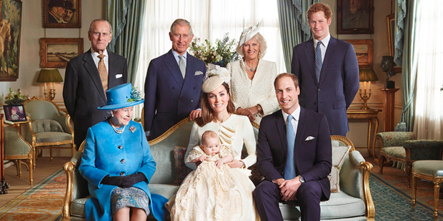 Some of the royal family together for the official photographs from Prince George's christening.
Photo / Jason Bell, Camera Press