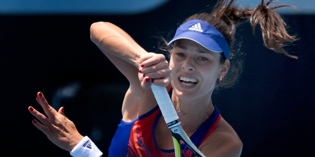 Ana Ivanovic struggled with muscle tightness before beating Alison Riske of the US 7-5, 7-6. Photo / Brett Phibbs