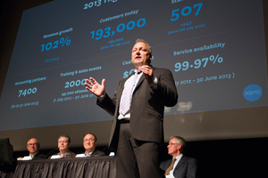 Xero, led by chief executive and founder Rod Drury, ended the year up 333 per cent - although it fell slightly yesterday. New Zealand Herald Photograph by Mark Mitchell