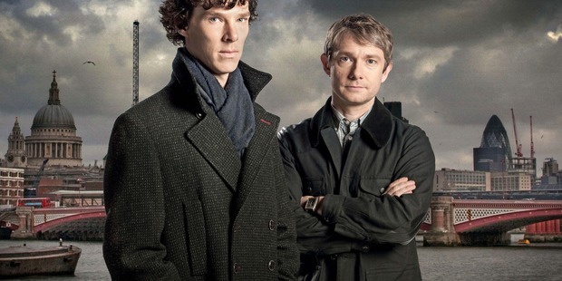 Benedict Cumberbatch as Sherlock Holmes and Martin Freeman as Dr Watson.