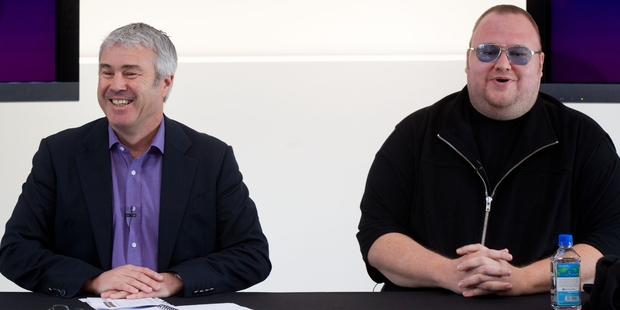 Orcon CEO Greg McAlister (left) engaged the services of Kim Dotcom in boosting broadband to New Zealanders. Photo / Richard Robinson