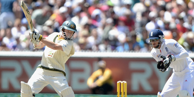Chris Rogers in action during day four of the fourth Ashes test. Photo / Getty Images