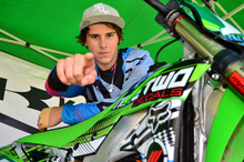 YEAH YOU: Jesse Dobson (Kawasaki KX250F), made an impressive debut in the senior ranks at Woodville.  Photo / Andy McGechan, BikesportNZ.com 
