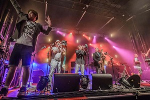 Fat Freddy's Drop brought the funk at the Matakana Classic Hits Winery Tour. Photo / Steve Dykes