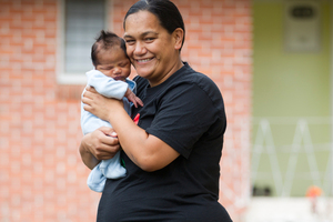 Courtney Tauranga gained 46kg while she was pregnant with her fifth child, son Michael Punga, who is now three weeks old. Photo / Greg Bowker