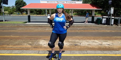 Skater Hannah Jennings-Voykovich, Western Springs. Photo / Richard Robinson.
