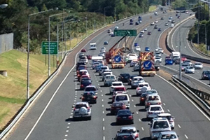 Traffic was brought to a standstill on the Northern Motorway near Takapuna. Photo / Richard Robinson