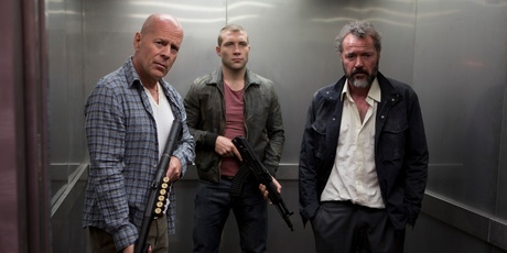 Bruce Willis, Jail Courtney and Sebastian Koch in A Good Day to Die Hard. Photo / Supplied