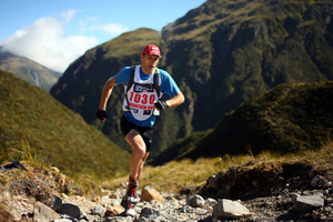 Nick Hirschfeld competes in the mountain run only event. Photo / Getty Images