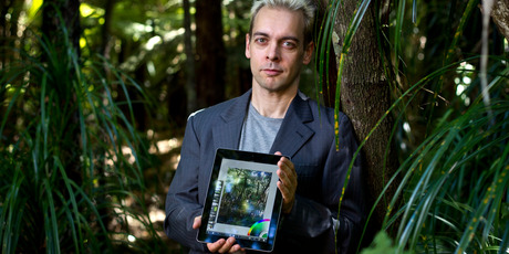 Matt Fox-Wilson Creative Director of Ambient Design who have created an app that lets people paint landscapes from their ipad. Photo / NZH