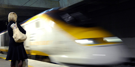 A passenger waits as a Eurostar train arrives at Ebbsfleet, Kent, England. Photo / Bloomberg