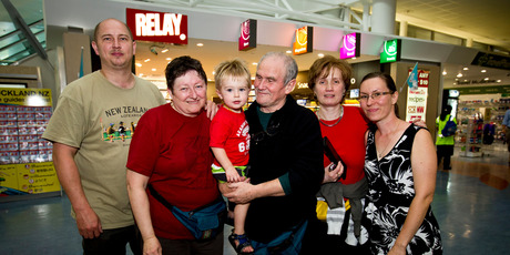 The Lauko family, from left, Krisztian, grandparents Istvanne Lauk, and Istvan with Mark (21 months), and Krisztina, with Laszione Ganyasi. Photo / Dean Purcell